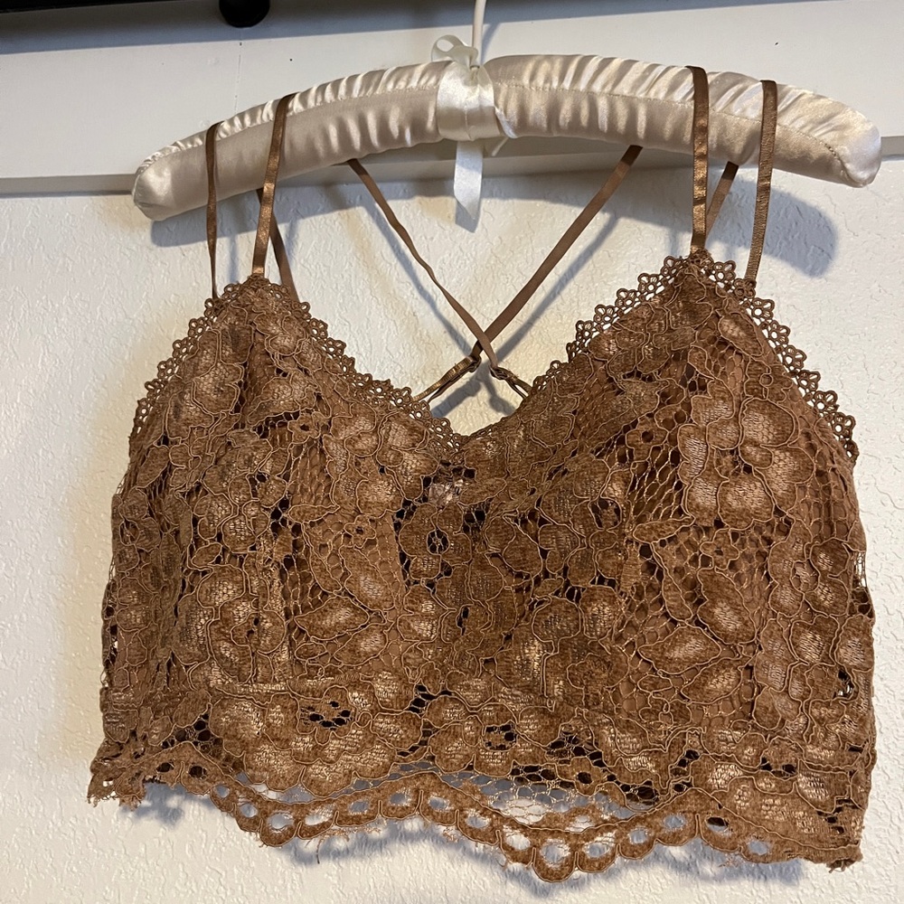 Willow Root- Brown floral lace Top-Large